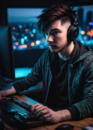 lan,dj,man with a computer,computer addiction,gamer,gamers round,gamer zone,connectcompetition,computer game,gaming,computer freak,online support,blur office background,connect competition,computer games,analysis online,music background,night administrator,pc,e-sports,Illustration,Realistic Fantasy,Realistic Fantasy 41