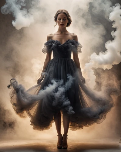 smoke dancer,mystical portrait of a girl,hoopskirt,tulle,conceptual photography,photo manipulation,ballerina,crinoline,ballerina girl,digital compositing,ballet tutu,overskirt,a girl in a dress,cinderella,photomanipulation,industrial smoke,image manipulation,photoshop manipulation,smoky,lindsey stirling,Photography,General,Natural