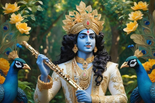 janmastami,krishna,hare krishna,ramayan,saraswati veena,ramayana,god shiva,lord shiva,radha,vishuddha,shiva,rudra veena,hindu,the flute,devotees,yogananda,dusshera,motifs of blue stars,mantra om,shehnai,Conceptual Art,Fantasy,Fantasy 24