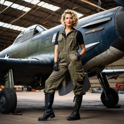 fighter pilot,captain marvel,lockheed,1940 women,bomber,wildcat,jumpsuit,douglas aircraft company,pin up,aviation,corsair,flight engineer,fighter,pin ups,hangar,supermarine spitfire,lockheed hudson,pin-up,fighter aircraft,retro women,Photography,General,Fantasy