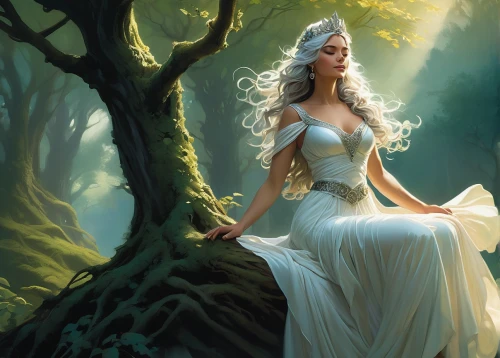 white rose snow queen,fantasy picture,celtic woman,faerie,dryad,fantasy art,fairy queen,the enchantress,fairy tale character,faery,jessamine,fantasy woman,fantasy portrait,white lady,the blonde in the river,sorceress,the snow queen,enchanting,celtic queen,aphrodite,Conceptual Art,Oil color,Oil Color 04