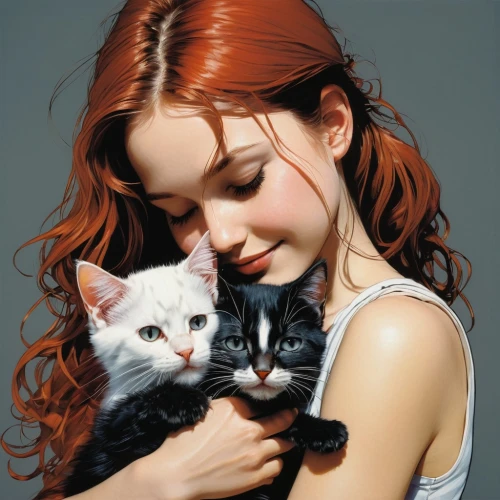 cat lovers,ginger kitten,red tabby,cat love,turkish van,human and animal,redheads,tenderness,ginger cat,pet vitamins & supplements,cute cat,cat image,animal welfare,two cats,animal shelter,american wirehair,felines,kittens,adopt a pet,cat family,Illustration,American Style,American Style 06