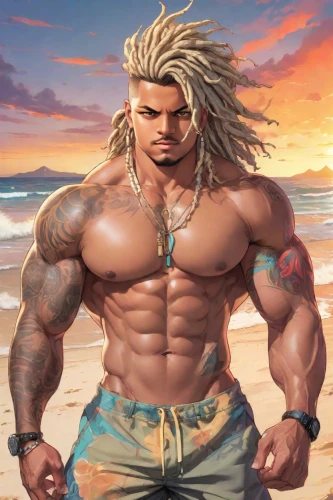 beach background,aquaman,sea man,sea god,edge muscle,male character,muscular,muscle man,merman,god of the sea,male elf,greek god,adonis,desert background,sun god,the beach fixing,muscle icon,body building,king coconut,beach sports,Digital Art,Anime