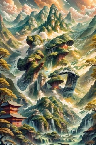 sea storm,mountain landscape,mountain scene,fantasy landscape,mountainous landscape,mushroom landscape,sea landscape,tidal wave,ocean waves,mountain and sea,japanese waves,poseidon,coastal landscape,the landscape of the mountains,cloud mountains,volcanic landscape,cloud mountain,stormy sea,wind wave,nature's wrath