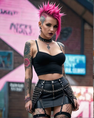 punk,punk design,cyberpunk,mohawk,tattoo girl,pink hair,goth woman,streampunk,poison,grunge,goth subculture,toni,rocker,latex clothing,renegade,gothic fashion,femme fatale,fierce,hot pink,goth festival,Photography,General,Natural