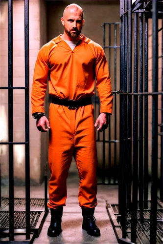 prisoner,prison,kingpin,orange robes,henchman,orange,criminal,fool cage,steel man,cage,in custody,enforcer,murderer,bouncer,eleven,monk,daredevil,strongman,lockdown,bitter orange,Unique,3D,Panoramic