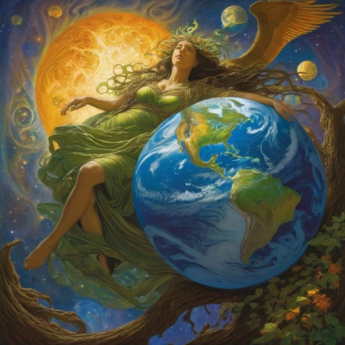 mother earth,mother earth statue,earth chakra,spring equinox,gaia,the earth,love earth,mother nature,earth,faerie,earth day,dream world,anahata,harmonia macrocosmica,fantasy picture,global oneness,heliosphere,copernican world system,embrace the world,faery,Illustration,Realistic Fantasy,Realistic Fantasy 03