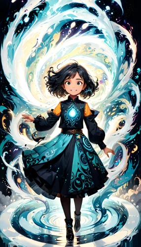 cosmos wind,celestial chrysanthemum,sci fiction illustration,merida,star illustration,astral traveler,rosa ' amber cover,little girl in wind,fantasia,fairy galaxy,cg artwork,magical,elements,moana,mystical portrait of a girl,aquarius,umiuchiwa,aurora,avatar,summoner,Anime,Anime,General