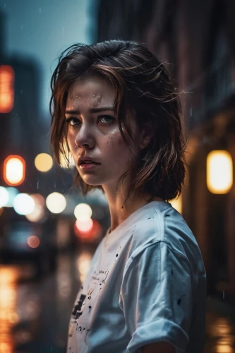 in the rain,portrait photography,walking in the rain,city ​​portrait,girl in t-shirt,moody portrait,girl walking away,girl on the river,girl portrait,portrait photographers,portrait of a girl,romantic portrait,depressed woman,nora,rainy,woman portrait,mystical portrait of a girl,urban,photoshop manipulation,photo session at night,Conceptual Art,Sci-Fi,Sci-Fi 30