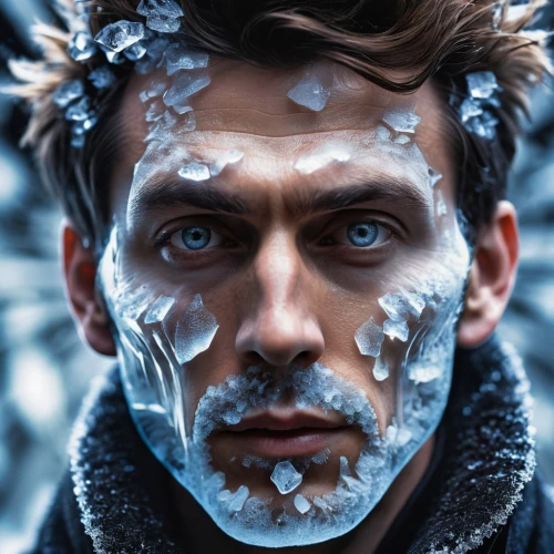 iceman,icemaker,ice,frozen ice,father frost,white walker,photoshop manipulation,iced,frosted,frost,arctic,icing sugar,icy,photo manipulation,frozen,snow drawing,oxydizing,conceptual photography,medical face mask,snowflake background,Photography,General,Realistic