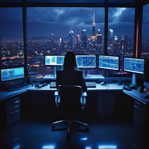 night administrator,trading floor,control desk,control center,computer room,dispatcher,women in technology,modern office,blur office background,switchboard operator,stock trader,computer workstation,day trading,cyber crime,computer desk,working space,the server room,in a working environment,stock exchange broker,cybersecurity,Photography,Artistic Photography,Artistic Photography 14