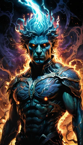 poseidon god face,electro,fire background,destroy,human torch,garuda,blue demon,groot super hero,sea god,cleanup,strom,gear shaper,daemon,shaper,magus,pillar of fire,groot,flame spirit,shaman,poseidon,Illustration,American Style,American Style 07