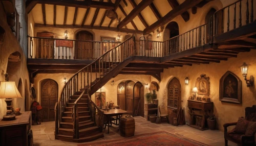 winding staircase,medieval architecture,wooden beams,wine cellar,circular staircase,staircase,outside staircase,loft,four poster,billiard room,elizabethan manor house,wooden stairs,hotel de cluny,fireplaces,attic,great room,hallway,crib,interior decor,interior design,Photography,General,Natural