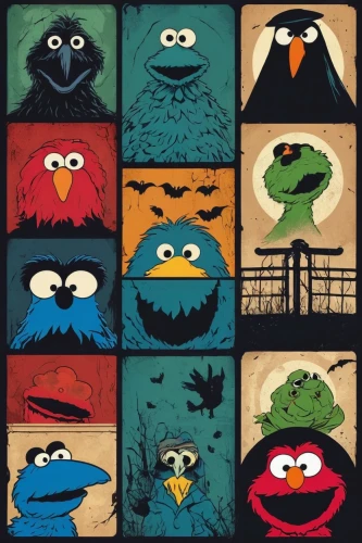 sesame street,angry birds,the muppets,animal faces,angry bird,animal icons,puppets,bird painting,halloween owls,the birds,characters,muppet,crying birds,birds,key birds,comic characters,ccc animals,door mat,wild birds,monsters,Illustration,Vector,Vector 01