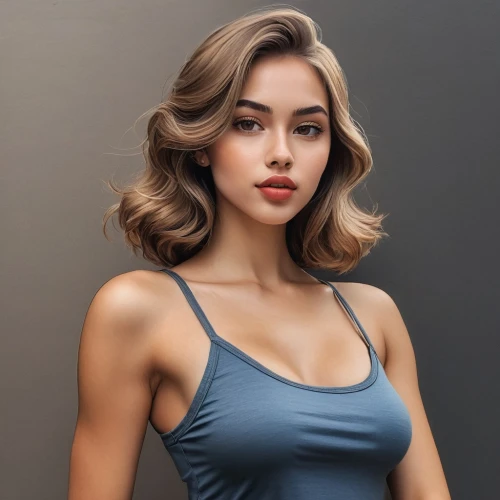 sports bra,shoulder length,cotton top,cg,natural color,beautiful young woman,female model,smooth hair,model beauty,eurasian,portrait background,girl in t-shirt,short blond hair,beautiful model,shoulder,tube top,pretty young woman,model,anellini,realdoll,Illustration,Paper based,Paper Based 29