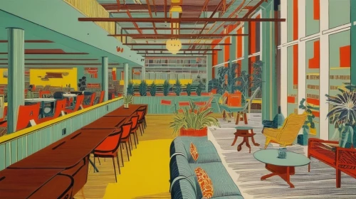 retro diner,food court,cafeteria,mid century,soda fountain,the coffee shop,soda shop,ice cream parlor,beach restaurant,drive in restaurant,a restaurant,mid century modern,restaurants,coffee shop,diner,watercolor cafe,drinking establishment,bistrot,fast food restaurant,boulevard,Art,Artistic Painting,Artistic Painting 50