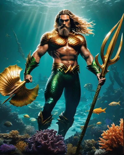 aquaman,god of the sea,sea god,poseidon,merman,poseidon god face,sea man,mergus,merfolk,underwater background,marine animal,coral guardian,aquatic herb,aquanaut,scuba,el mar,under sea,sea devil,triton,greek god,Art,Artistic Painting,Artistic Painting 24