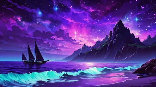 sailing blue purple,purple landscape,ocean background,purple wallpaper,fantasy landscape,sea night,sea landscape,mermaid background,unicorn background,ocean,the endless sea,sea,ultraviolet,fantasy picture,purple background,art background,landscape background,purple,cartoon video game background,dark beach,Conceptual Art,Daily,Daily 24