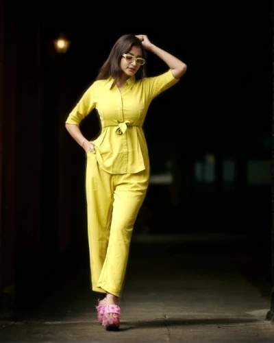 yellow jumpsuit,jumpsuit,fashion shoot,yellow,ao dai,yellow color,nigeria woman,yellow background,chetna sabharwal,yellow and black,social,women fashion,humita,pooja,shilla clothing,acridine yellow,neha,photo session at night,ghana,kamini kusum