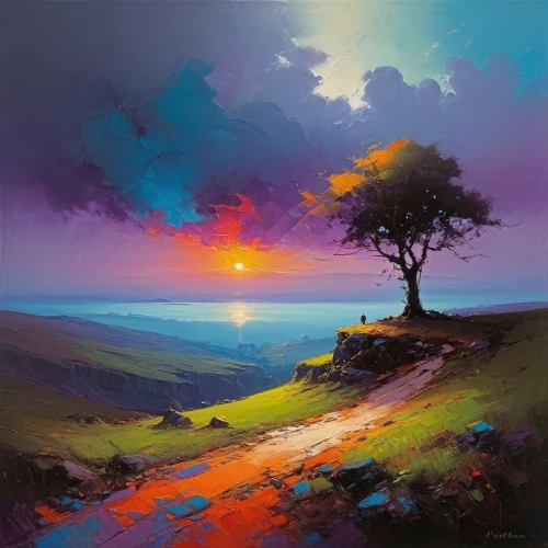 purple landscape,lone tree,isolated tree,landscape background,rural landscape,colorful tree of life,high landscape,nature landscape,landscape,landscape nature,exmoor,fantasy landscape,natural landscape,landscapes,atmosphere sunrise sunrise,painted tree,mountain landscape,autumn landscape,mountain sunrise,watercolor tree