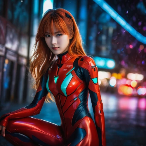 asuka langley soryu,bodypaint,red super hero,evangelion,hong,cosplay image,avenger,mary jane,fiery,phuquy,nova,neon body painting,cosplayer,marvel,ironman,iron-man,red,hk,bodypainting,superhero,Photography,General,Fantasy