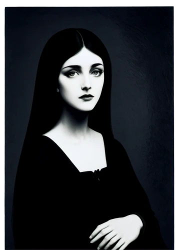 gothic portrait,goth woman,gothic woman,vampira,mona lisa,seven sorrows,the mona lisa,saint therese of lisieux,depressed woman,art deco woman,the magdalene,madeleine,vampire woman,girl with a pearl earring,mary 1,portrait of christi,the nun,la violetta,girl in a long,vampire lady,Illustration,Black and White,Black and White 24