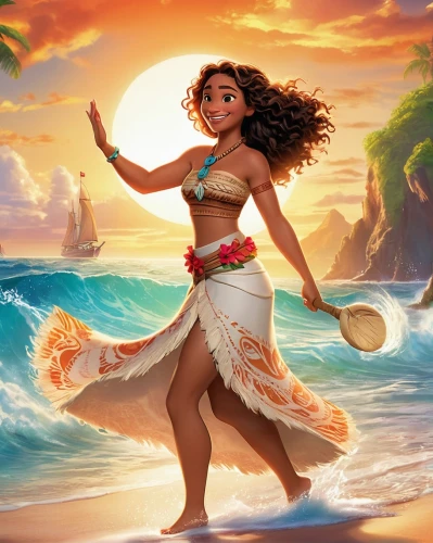 moana,hula,tiana,polynesian girl,pocahontas,luau,polynesian,south pacific,polynesia,mai tai,cg artwork,aloha,bora-bora,aladha,tahiti,mowgli,jasmine,kalua,the sea maid,antigua,Illustration,Japanese style,Japanese Style 19