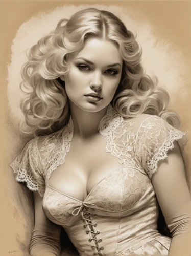 victorian lady,sepia,white lady,jessamine,blonde woman,bodice,celtic woman,fantasy portrait,vintage woman,fairy tale character,corset,female doll,vintage girl,victorian style,young woman,comely,vintage drawing,fantasy woman,pearl necklace,fantasy art,Illustration,Black and White,Black and White 26