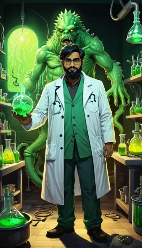 biologist,cartoon doctor,theoretician physician,apothecary,scientist,veterinarian,microbiologist,fish-surgeon,chemist,physician,pharmacist,doctor,dr,sci fiction illustration,ship doctor,pathologist,lab,professor,sci fi surgery room,shopkeeper,Unique,3D,Isometric