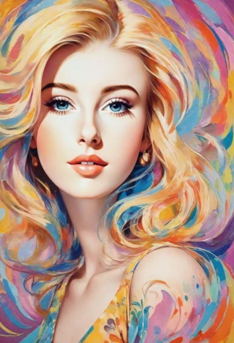 colorful background,blonde woman,boho art,fantasy portrait,art painting,blonde girl,blond girl,mermaid background,mystical portrait of a girl,psychedelic art,painting technique,fantasy art,portrait background,world digital painting,digital art,girl portrait,young woman,oil painting on canvas,fantasy woman,mermaid vectors