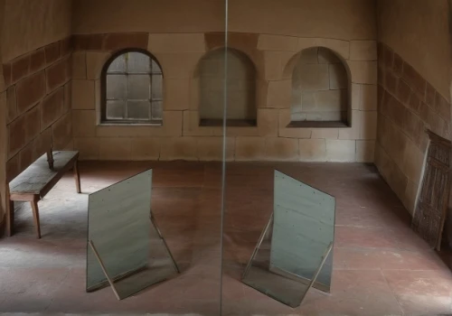 double-walled glass,crypt,transparent window,pilgrimage chapel,vaulted cellar,chamber,opaque panes,empty interior,tombs,roman bath,wayside chapel,glass window,baptistery,ibn tulun,inside courtyard,burial chamber,tomb,treatment room,chapel,castle windows
