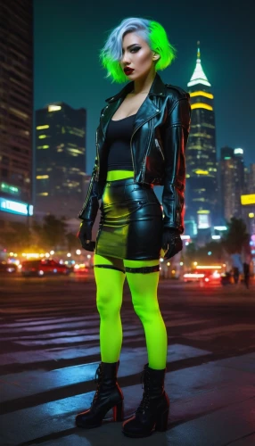 streampunk,cyberpunk,punk,neon human resources,high-visibility clothing,punk design,city trans,neon,rockabella,green aurora,neon lights,neon body painting,neon light,neon arrows,femme fatale,neon colors,green,birds of prey-night,green tangerine,cosplay image,Art,Artistic Painting,Artistic Painting 03