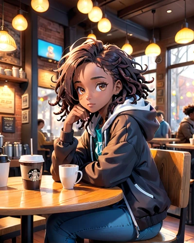 coffee background,coffee shop,woman at cafe,woman drinking coffee,cg artwork,barista,honmei choco,the coffee shop,street cafe,drinking coffee,mocha,coffee tea illustration,coffeehouse,hojicha,coffee zone,parisian coffee,neon coffee,low poly coffee,tea zen,cafe,Anime,Anime,Cartoon