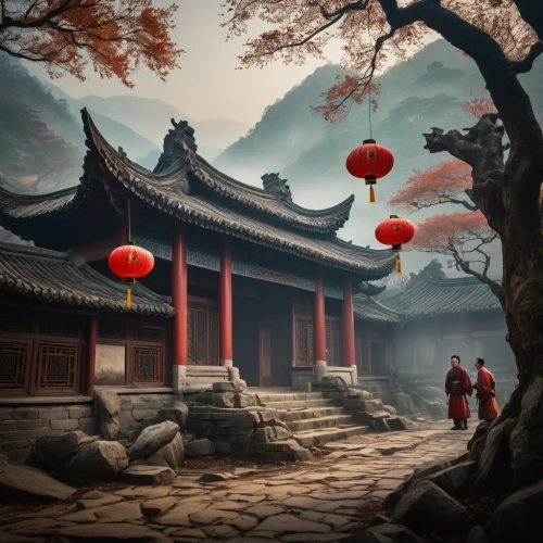 chinese art,chinese temple,oriental painting,hanging temple,world digital painting,hall of supreme harmony,chinese architecture,yunnan,lanterns,red lantern,buddhist temple,south korea,landscape background,asian architecture,korean culture,xing yi quan,chinese lanterns,huangshan maofeng,chinese background,mid-autumn festival,Conceptual Art,Oil color,Oil Color 06
