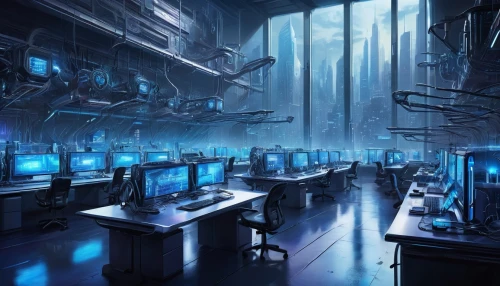 computer room,the server room,laboratory,sci fi surgery room,sci fiction illustration,cyberspace,fractal design,computer workstation,computer art,computer,data center,cyber,computers,lab,barebone computer,classroom,modern office,computer game,computer store,computer science,Conceptual Art,Oil color,Oil Color 22