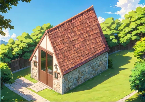 house roof,roof landscape,grass roof,house roofs,wooden roof,small house,little house,roof,red roof,tiled roof,slate roof,barn,roofs,gable field,studio ghibli,roofing,church painting,little church,house painting,stone house,Anime,Anime,Traditional
