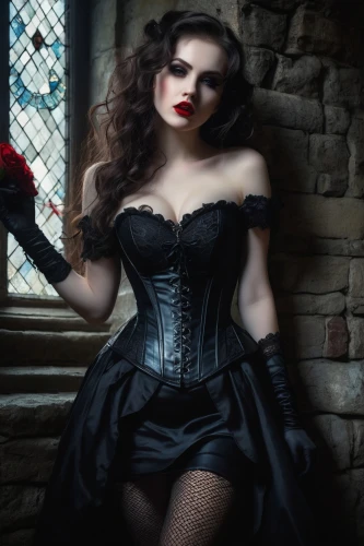 gothic woman,gothic fashion,gothic portrait,gothic style,dark gothic mood,gothic dress,gothic,vampire woman,corset,victorian style,vampire lady,victorian lady,goth woman,dark angel,latex gloves,the victorian era,bodice,black widow,gothic architecture,black rose hip,Art,Classical Oil Painting,Classical Oil Painting 36