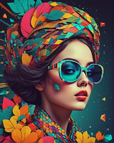 boho art,fashion vector,colorful background,illustrator,retro woman,colorful floral,world digital painting,vibrant color,colorful life,retro girl,psychedelic art,fashion illustration,color glasses,masquerade,mystical portrait of a girl,fantasy portrait,portrait background,colorfull,retro women,fantasy art,Photography,Artistic Photography,Artistic Photography 05
