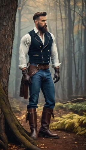 farmer in the woods,woodsman,forest man,lumberjack pattern,lumberjack,brawny,dwarf sundheim,steel-toed boots,leather hiking boots,nordic bear,male elf,walking boots,wstężyk huntsman,model train figure,boots turned backwards,male model,photoshop manipulation,man's fashion,leather boots,fantasy portrait,Illustration,Vector,Vector 18