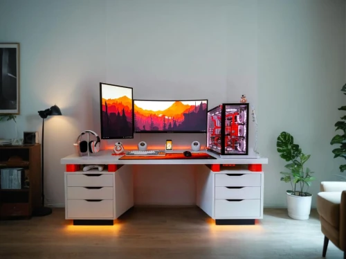 computer desk,wooden desk,desk,tv cabinet,secretary desk,apple desk,computer workstation,office desk,desktop computer,entertainment center,modern decor,fractal design,computer monitor,lures and buy new desktop,monitor wall,modern room,modern office,lcd tv,led lamp,computer room