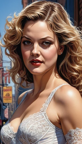 blonde woman,the blonde in the river,hollywood actress,cigarette girl,art painting,fantasy art,bridal clothing,bodice,italian painter,the girl in nightie,women's novels,femininity,world digital painting,romantic portrait,marylyn monroe - female,young woman,photo painting,universal exhibition of paris,sci fiction illustration,web banner,Illustration,American Style,American Style 01