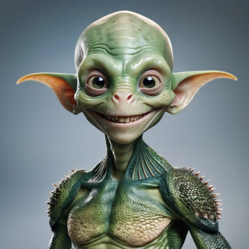 goblin,yoda,alien,green goblin,fgoblin,saurian,male elf,kobold,reptilian,alien warrior,cgi,elf,reptilians,lokportrait,scandia gnome,3d model,lopushok,fenek,quark,extraterrestrial,Photography,General,Realistic