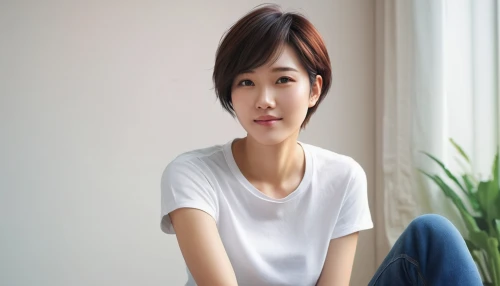 asian woman,japanese woman,vietnamese woman,girl sitting,asian girl,asian semi-longhair,woman sitting,management of hair loss,phuquy,girl in a long,girl in t-shirt,asian,bia hơi,songpyeon,su yan,girl on a white background,cosmetic dentistry,realdoll,ayu,female model,Illustration,Japanese style,Japanese Style 20