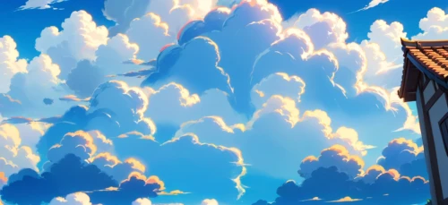 blue sky clouds,roof landscape,blue sky and clouds,sky clouds,sky,studio ghibli,sky apartment,hot-air-balloon-valley-sky,about clouds,clouds,summer sky,chinese clouds,clouds - sky,skyscape,skies,fairy chimney,blue sky,cloudscape,clouds sky,cloud towers,Anime,Anime,Traditional
