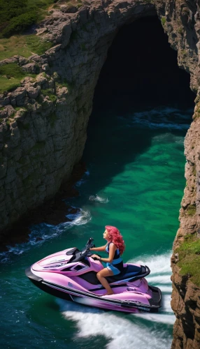 jet ski,cave on the water,personal water craft,sea cave,watercraft,sea caves,powerboating,adventure sports,speedboat,bermuda,blue caves,the blue caves,power boat,water sport,natural arch,water sports,boat rapids,white water inflatables,surface water sports,inflatable boat,Illustration,American Style,American Style 07