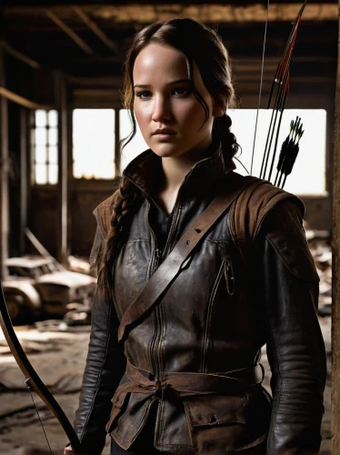katniss,swath,the hunger games,huntress,swordswoman,bows and arrows,female warrior,bow and arrows,daisy jazz isobel ridley,jennifer lawrence - female,female hollywood actress,longbow,clove,woman of straw,compound bow,sarah walker,musketeer,hard woman,kit,leather,Art,Artistic Painting,Artistic Painting 02