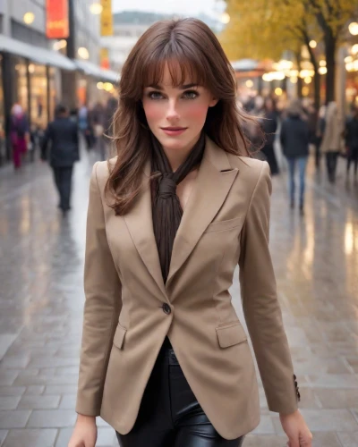 woman in menswear,businesswoman,bolero jacket,business woman,business girl,blazer,woman walking,menswear for women,on the street,pencil skirt,trench coat,black coat,coat,female model,iranian,british actress,pretty woman,young model istanbul,leather jacket,tv reporter,Photography,Natural