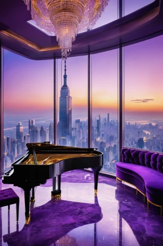 grand piano,steinway,the piano,piano bar,great room,penthouse apartment,player piano,luxury hotel,piano,luxury,top of the rock,rich purple,luxury suite,luxury property,pianos,concerto for piano,purple landscape,manhattan skyline,largest hotel in dubai,play piano,Conceptual Art,Daily,Daily 31