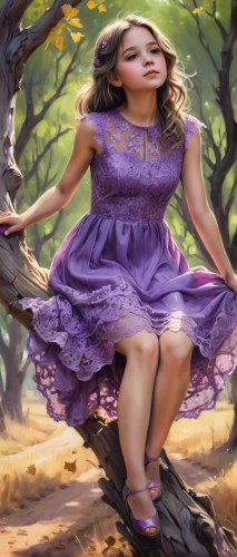 girl with tree,ballerina in the woods,purple dress,world digital painting,lilac tree,little girl in wind,faerie,girl in a long dress,little girl twirling,fantasy picture,purple landscape,girl in a long,girl in the garden,children's background,a girl in a dress,image manipulation,fairies aloft,children's fairy tale,mystical portrait of a girl,acerola,Conceptual Art,Fantasy,Fantasy 03
