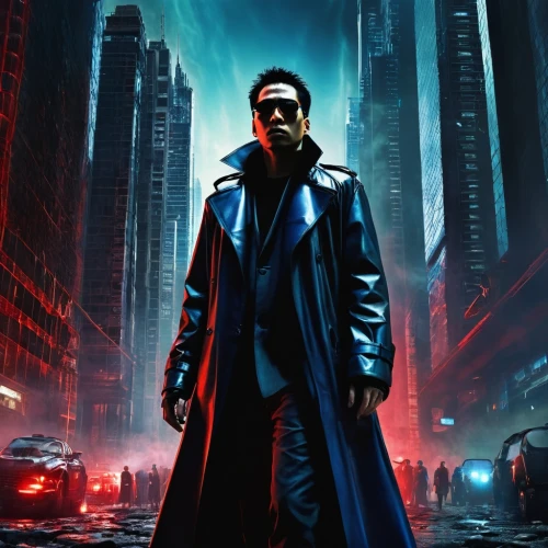 terminator,cyberpunk,sci fiction illustration,lando,cg artwork,matrix,a3 poster,spy,imperial coat,dystopian,renegade,mafia,the doctor,futuristic,blade,overcoat,long coat,merc,vector illustration,3d man,Conceptual Art,Graffiti Art,Graffiti Art 05